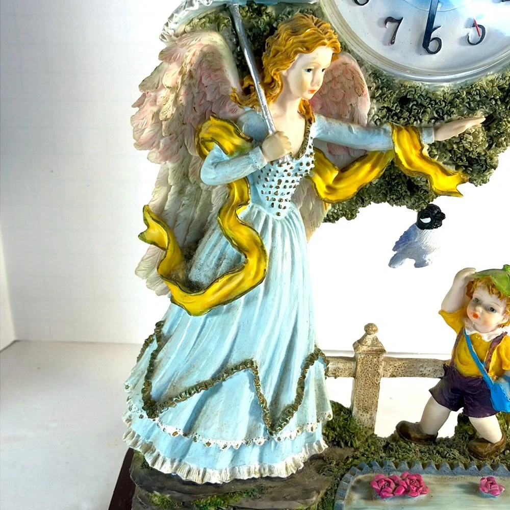 nostalgic aesthetic Prestige Angel & Boy Pendulum Clock with Swinging Bird